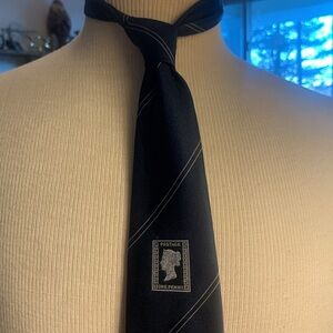 70’s-80’s INTERLOGO LONDON NECKTIE WITH PENNY BLACK STAMP IMAGE